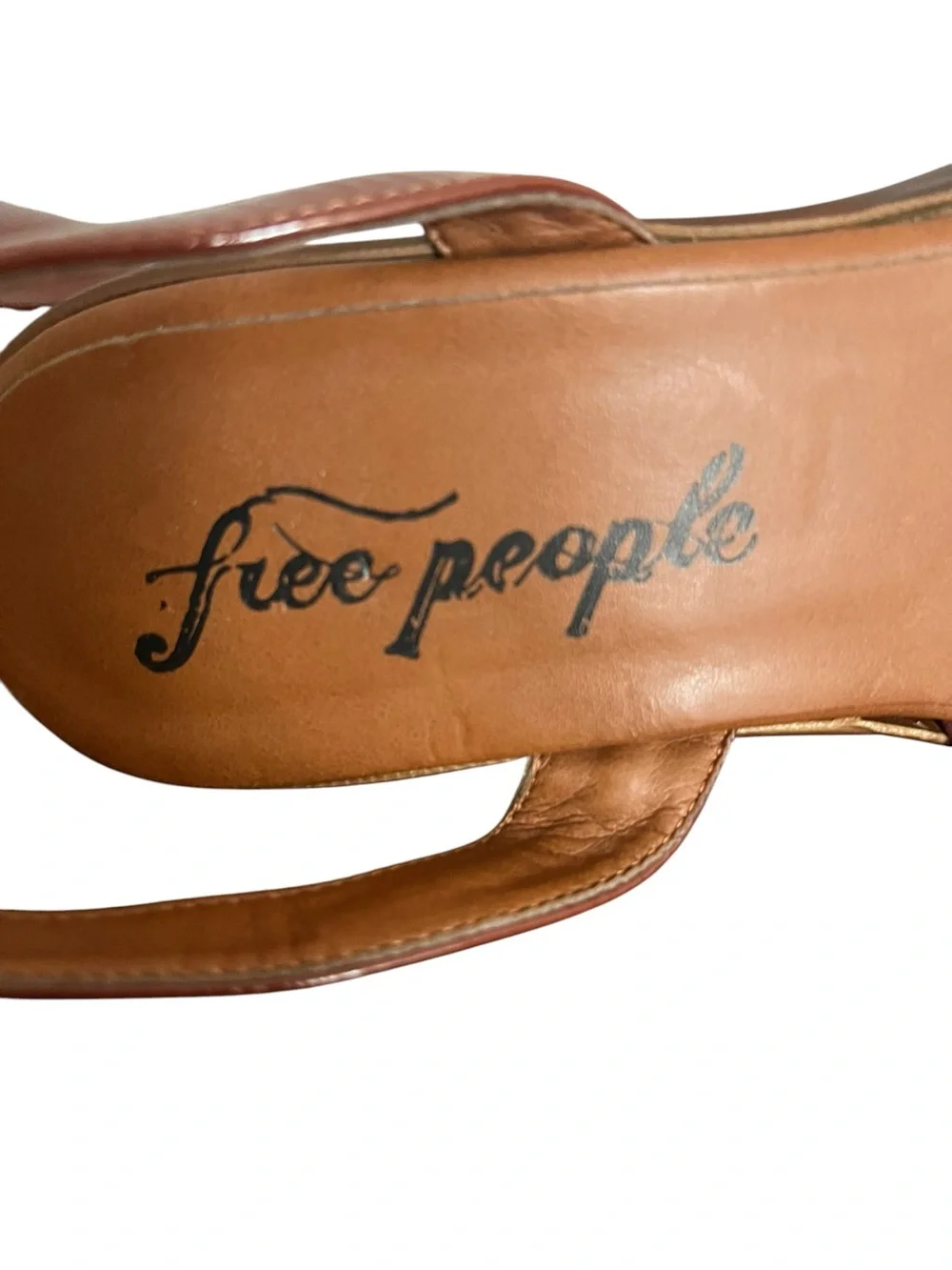 Free People Double Stack Platform Mary Jane Heels Brown Patent Leather 7.5 Boho